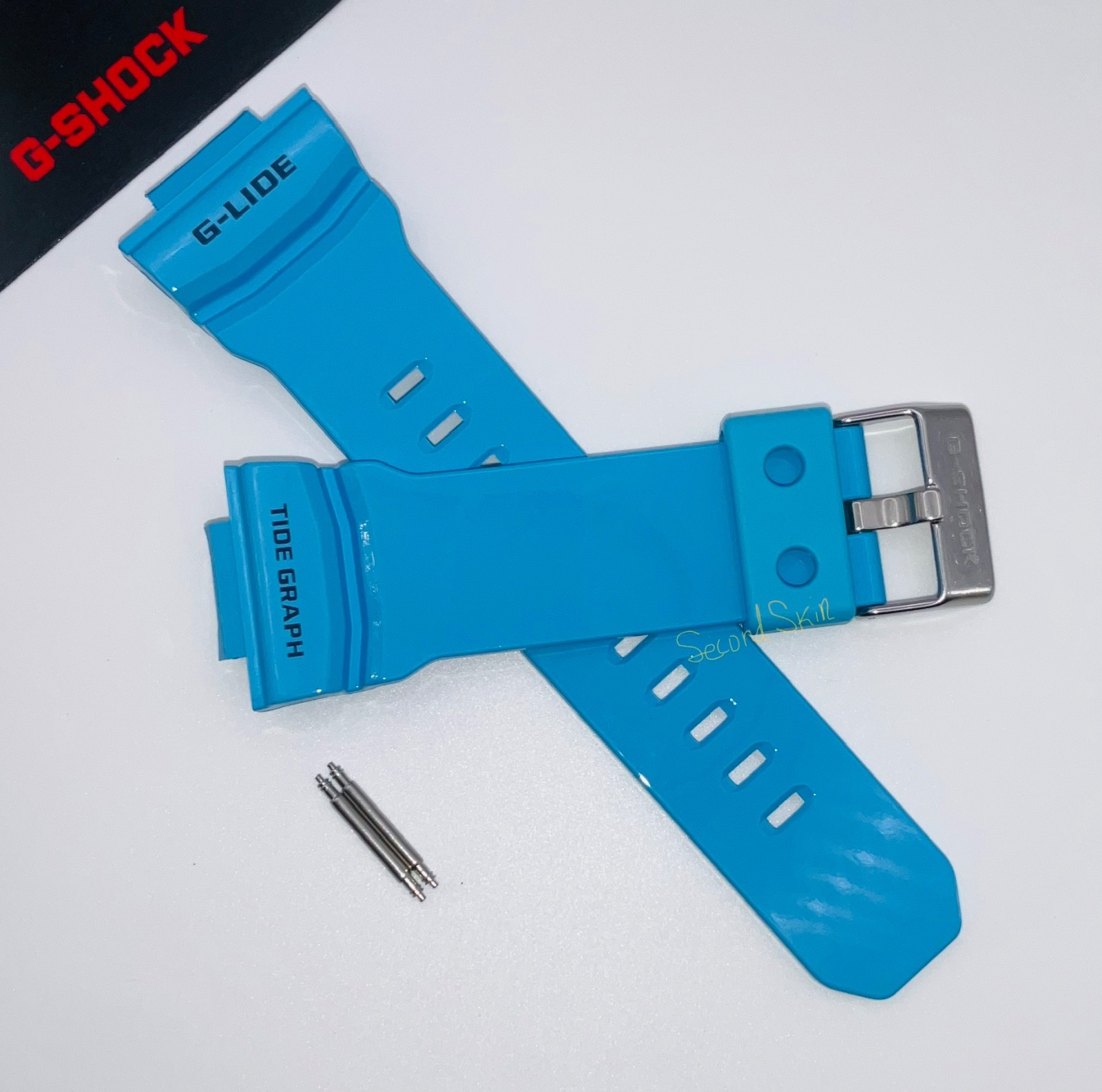 GENUINE Casio G-Shock Blue Resin Watch Band Strap GLX-150-2 + Pins