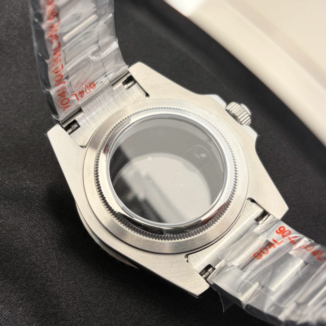 40mm Sapphire Crystal Silver Mod 24H Watch Case Red Black Fit ETA2824 2836
