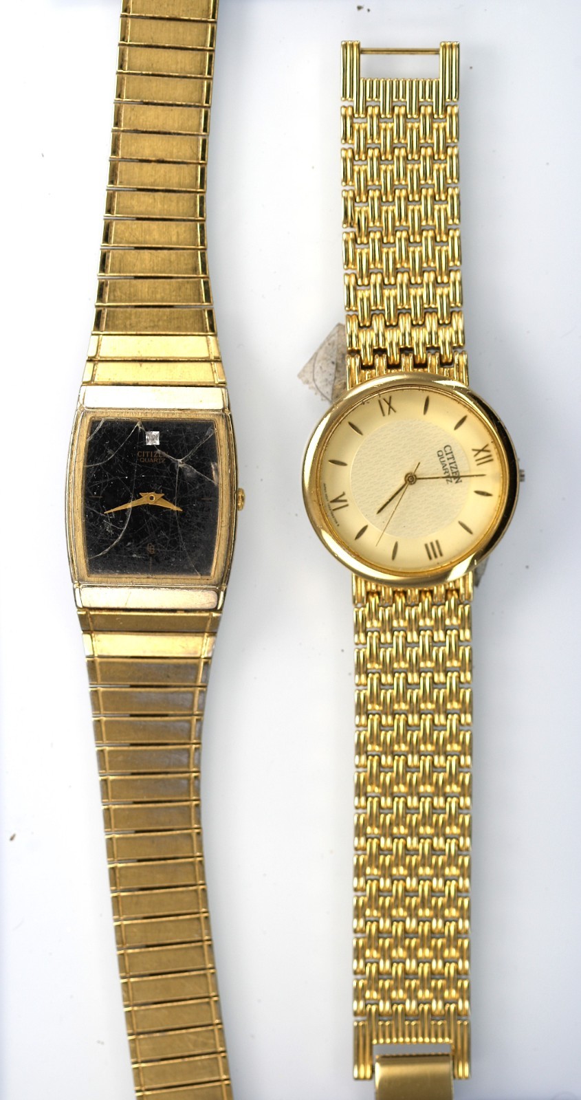 Citizen Watch Men Gold Stainless Steel WR Battery Black Quartz NON-WORKING