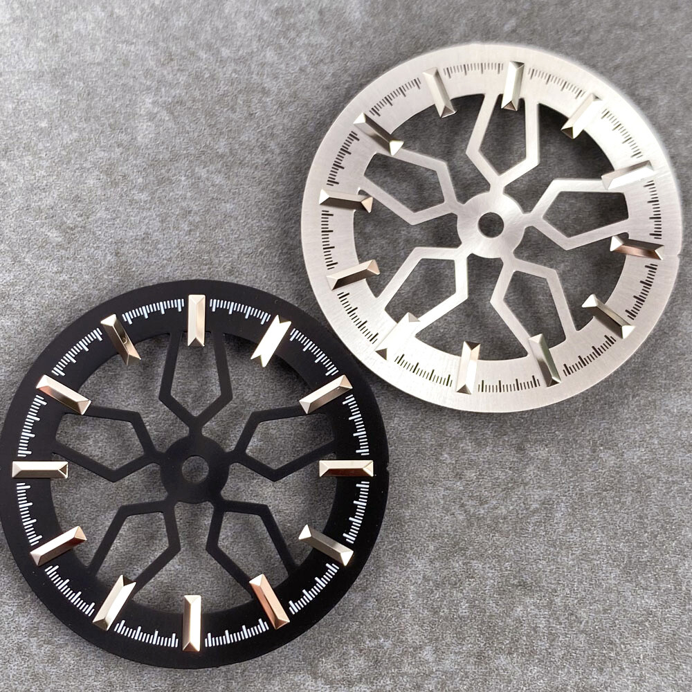 29mm Black Silver Skeleton Watch Dial for Jpan NH35A NH36A NH70A NH72A Movement