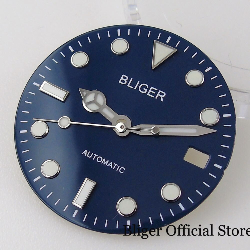 29MM Watch Dial fit NH35A Yellow Orange Navy Blue Date Window Luminous Index