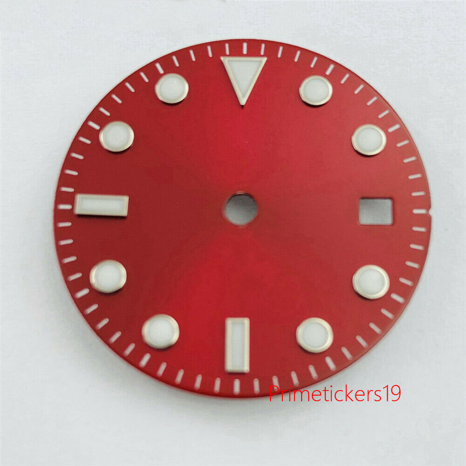 28.5mm Sunburst Watch Dial Face Date Fit NH35/NH35A Automatic Movement Blue Lume