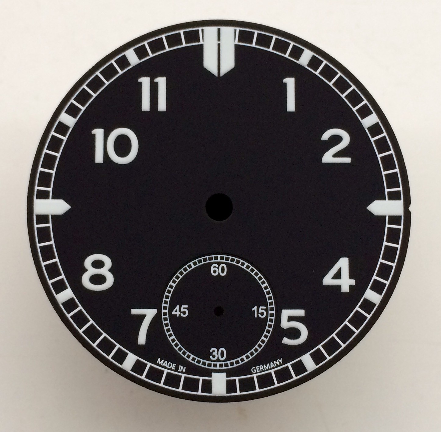 PILOT FLIEGER DIAL ETA 6498-1 D= 38.2mm BLACK GERMANY C1 UNITAS 6498 – NEW!