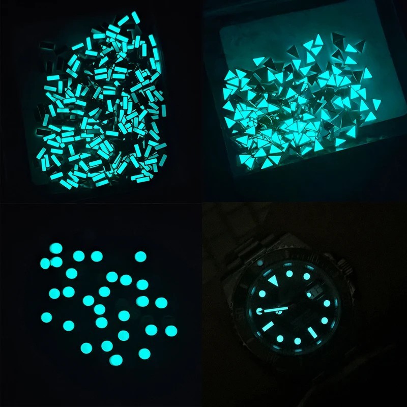 11PCS Watch Dial Hour Markers Blue Green Luminous for Sub GMT Replacement Parts