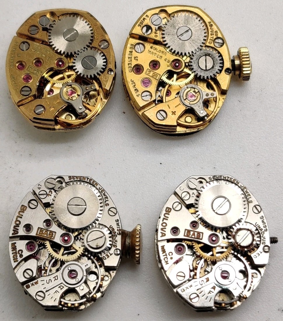 Lot Of 4 Bulova 5BD 5AB movements Run For Repair
