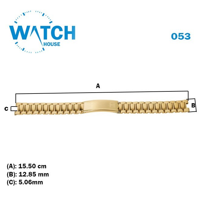 Swiss Tissot Metal Band bracelete stainless steel gold, BW: 13mm, LW: 5.06mm