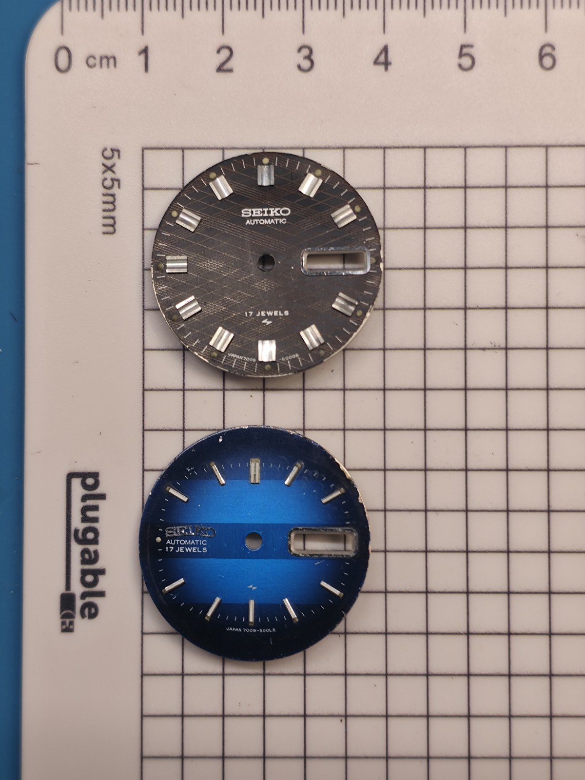 Vintage Seiko 7009 Automatic 17-Jewel Watch Dials – Lot of 2 – Textured