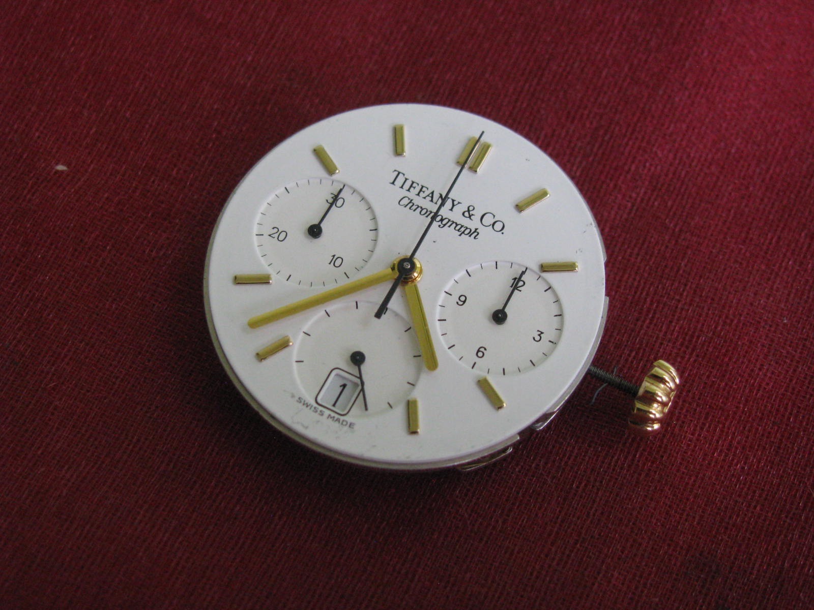 Tiffany & Co (Frederic Piguet 1270) Quartz Chronograph Watch Movement & Dial