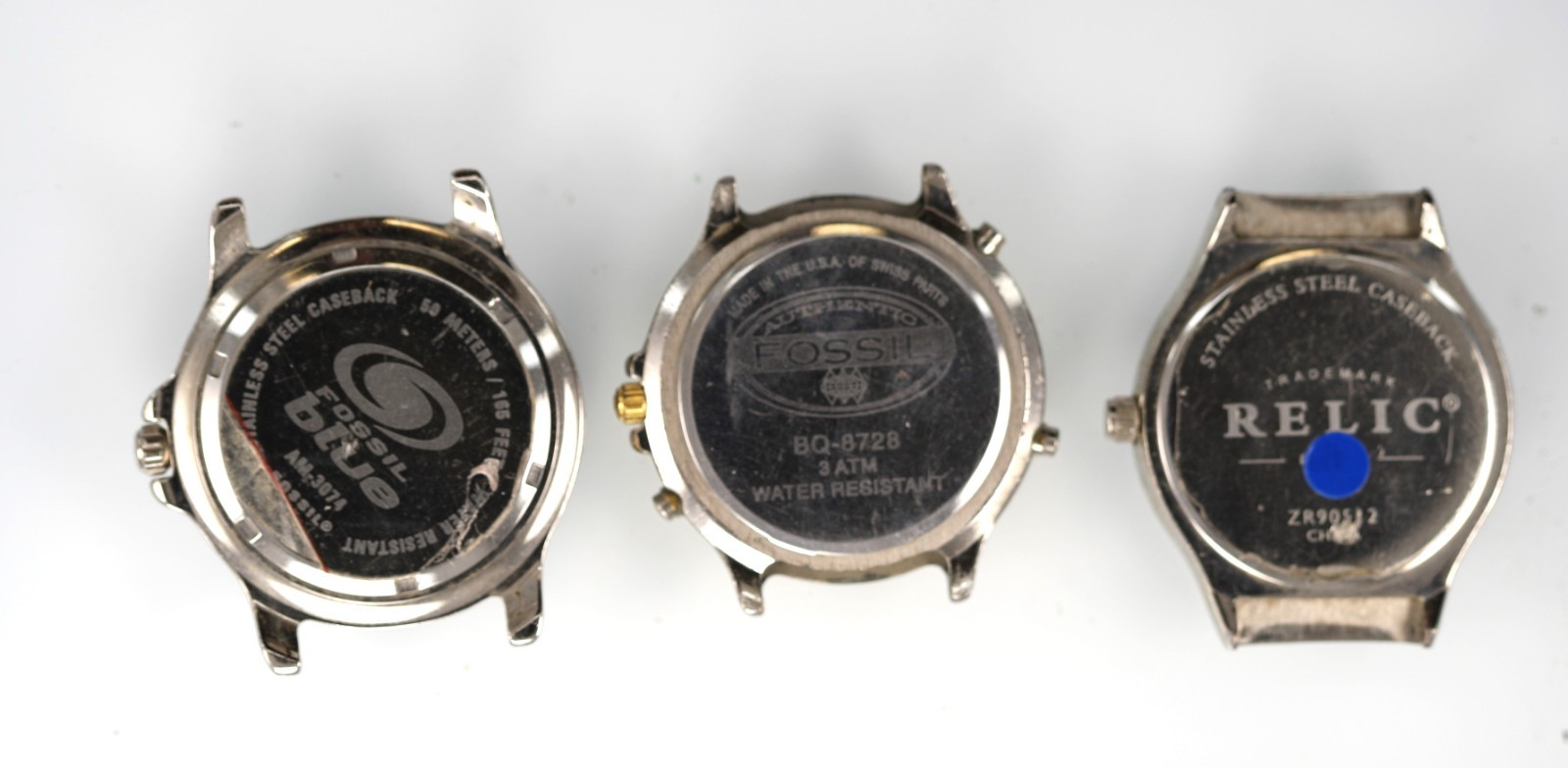 Fossil Relic Watch Men Silver Gold Stainless Moon Date 30-50m NON-WORKING Parts
