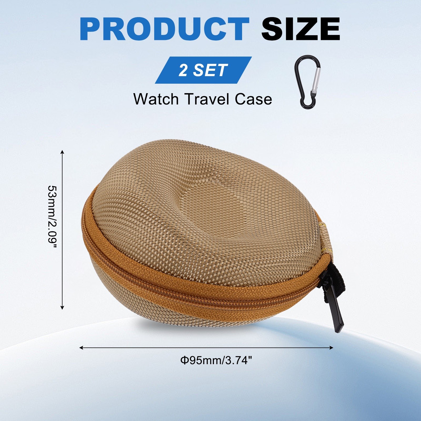 2pcs Watch Travel Case 1 Slot Watch Storage Box Up to 50mm / 2 Inch, Gold