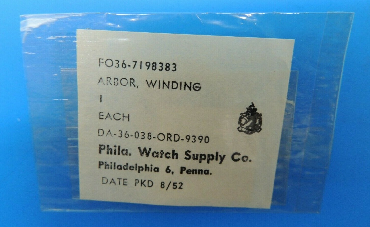 Vintage Philadelphia Watch Supply Elgin Military Arbor Winding Parts 1952 NIP