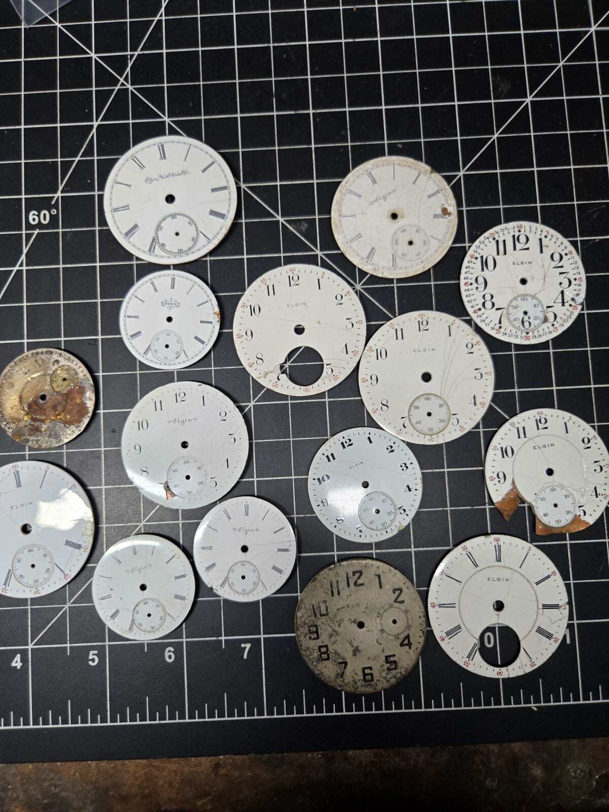 vintage elgin pocket watch dial lot repurpose steampubk craft sub railroad