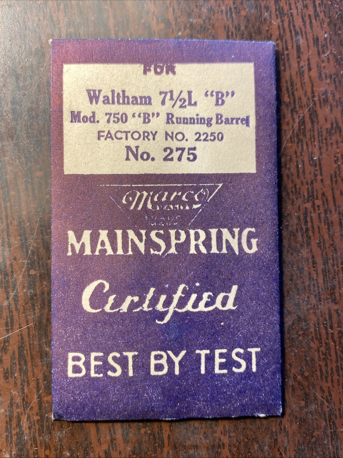 Waltham mainspring Mod. 750 “B” Running Barrel Part 2250 NOS