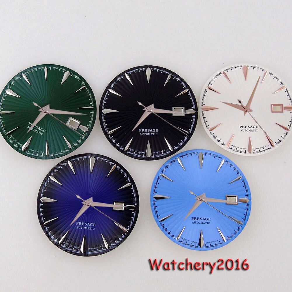 35mm Watch Dial Blue Black White Date Window Fit NH35 NH36 7S26 Automatic Parts
