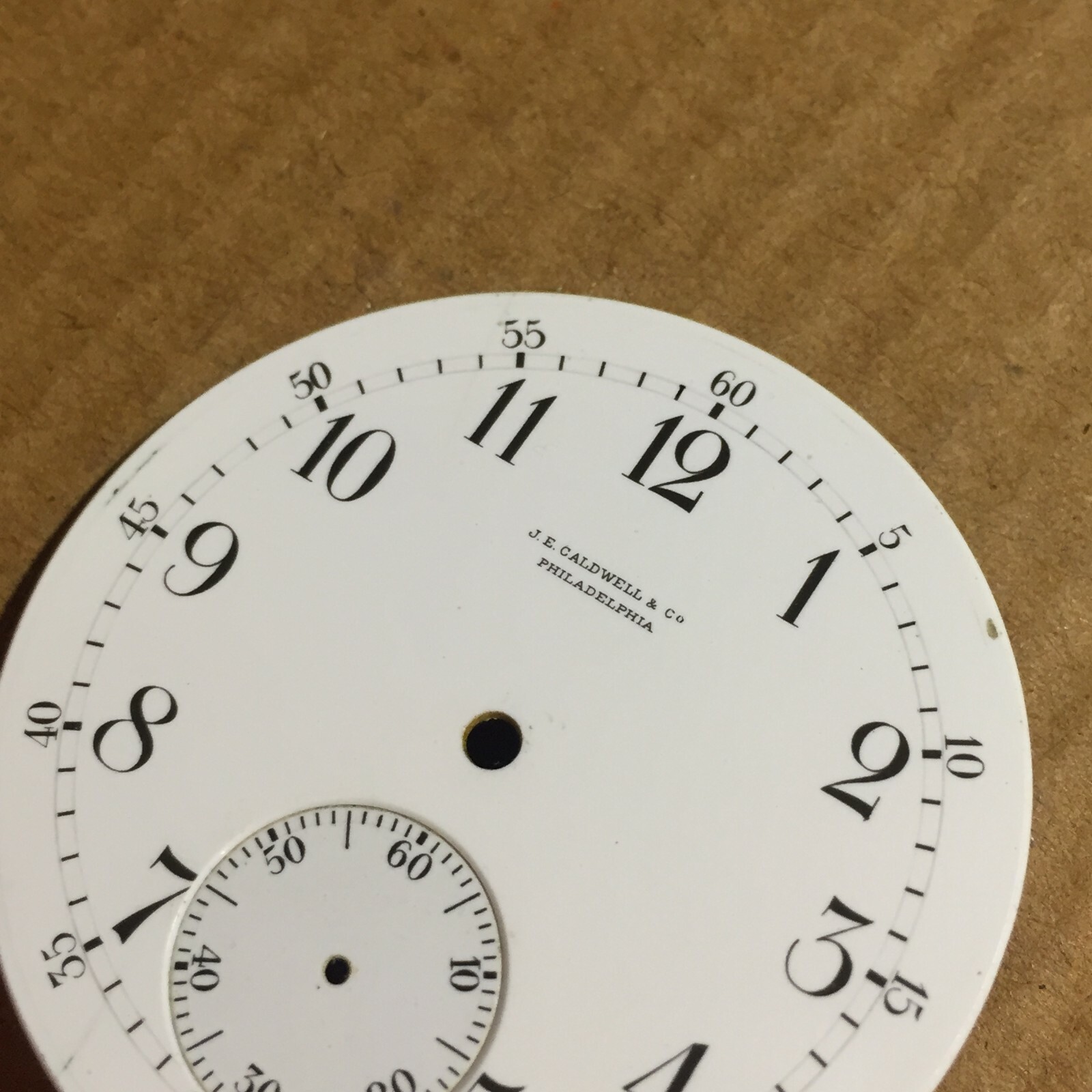 Original Enamel J.E. Caldwell White Vintage Pocket Watch Dial 42.9 mm