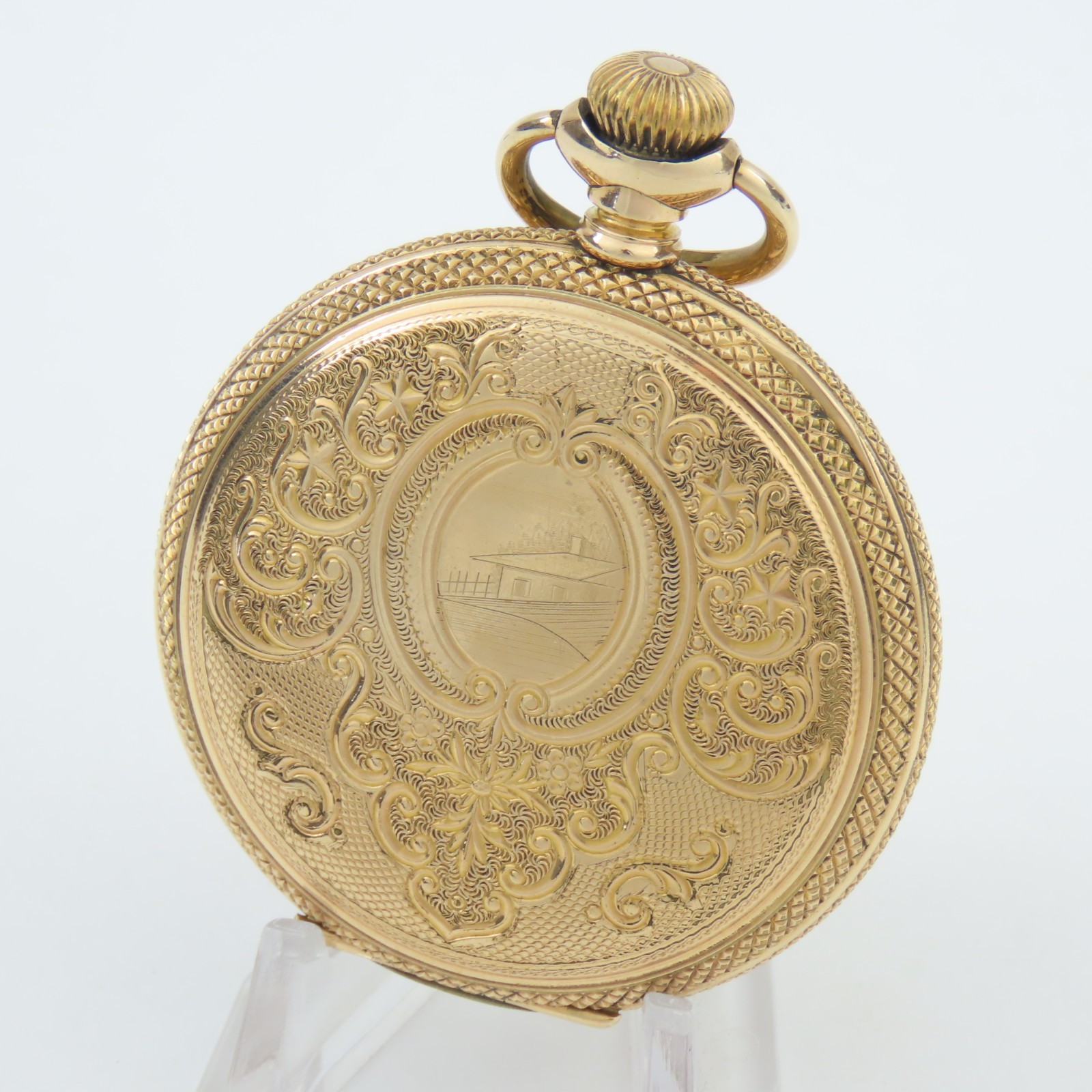 American 16 Size Stem Wind & Lever Set YGF Hunting Pocket Watch Case