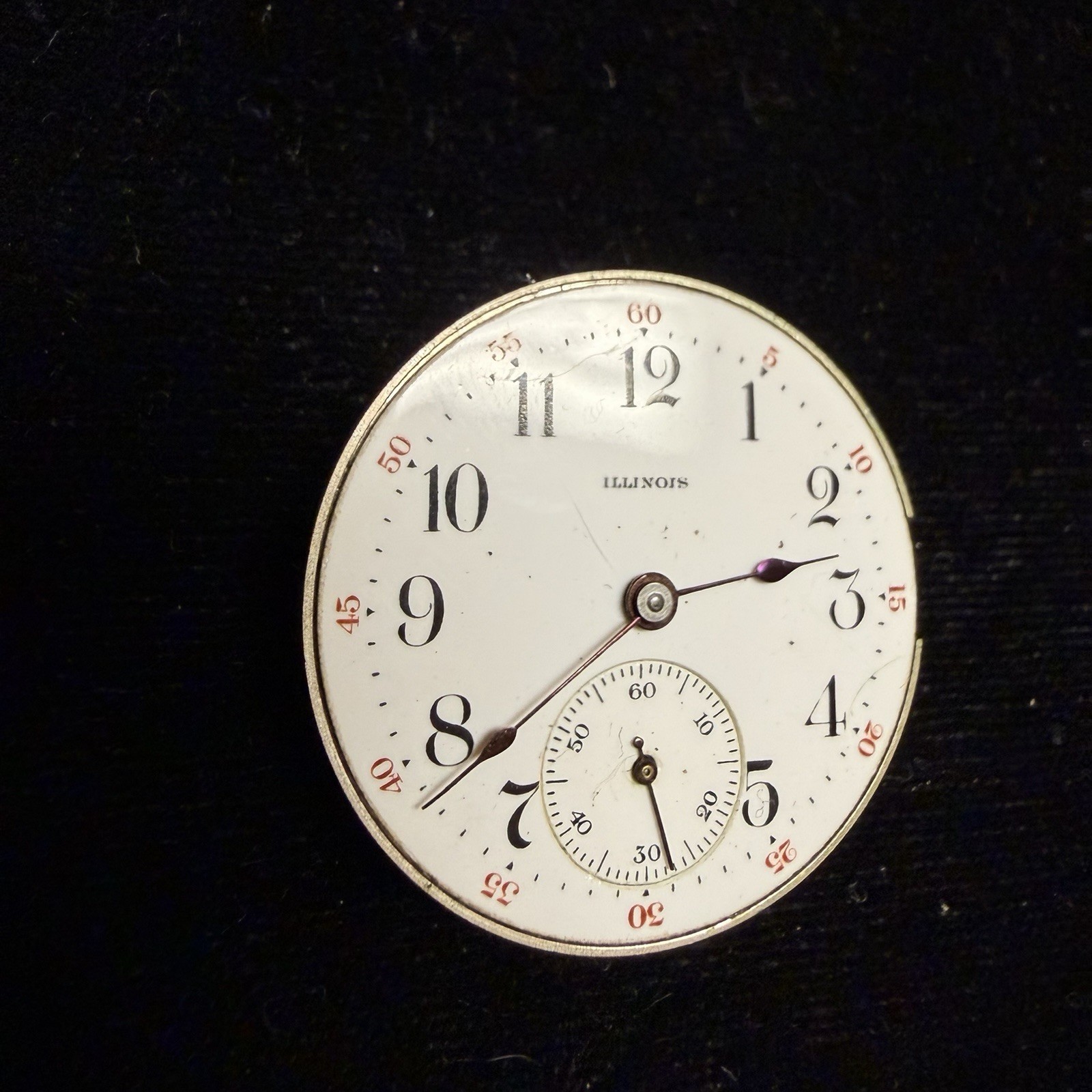 1910 ILLINOIS 0s 17J GRADE 57 POCKET WATCH MOVEMENT & DIAL For Parts Or Repair