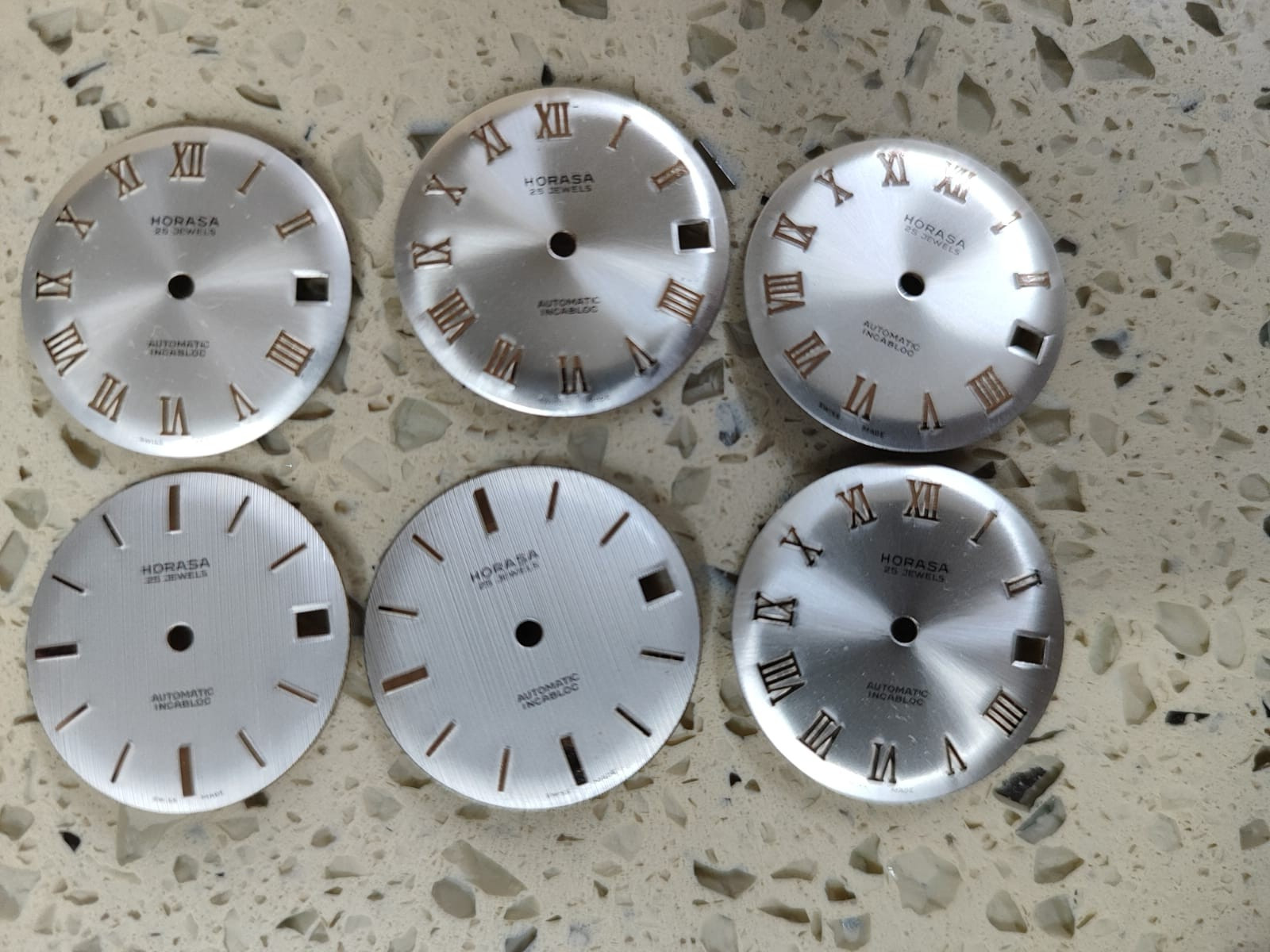 ETA 2472/2452 Automatic PART Lot Dials Lot 6 Dials 25mm NOS