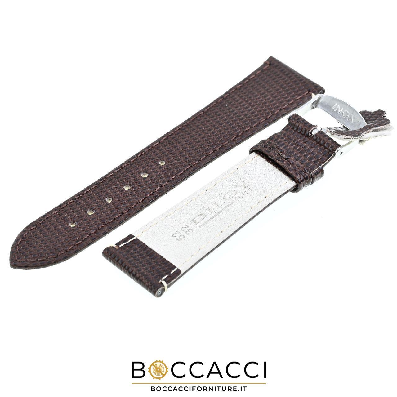 DILOY 14mm Dark Brown Leather Lizard Print Unpadded Strap (N…
