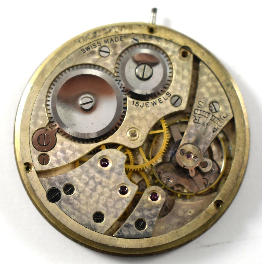 Vintage Unbranded Swiss Made 15J OF Pocket Watch Movement lot.wh