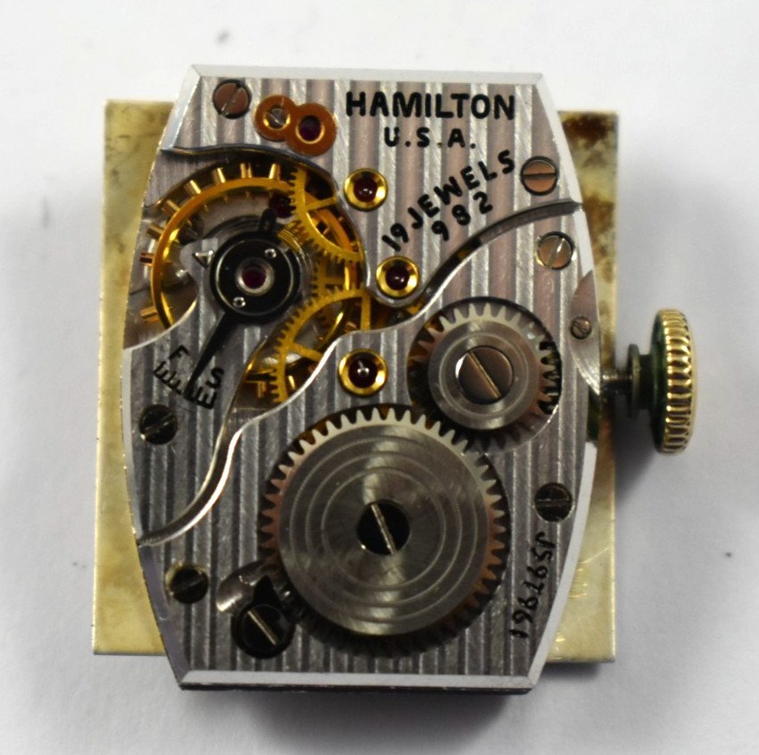 Vintage Hamilton Manual Wind 19J 982 Wrist Watch Movement lot.qb