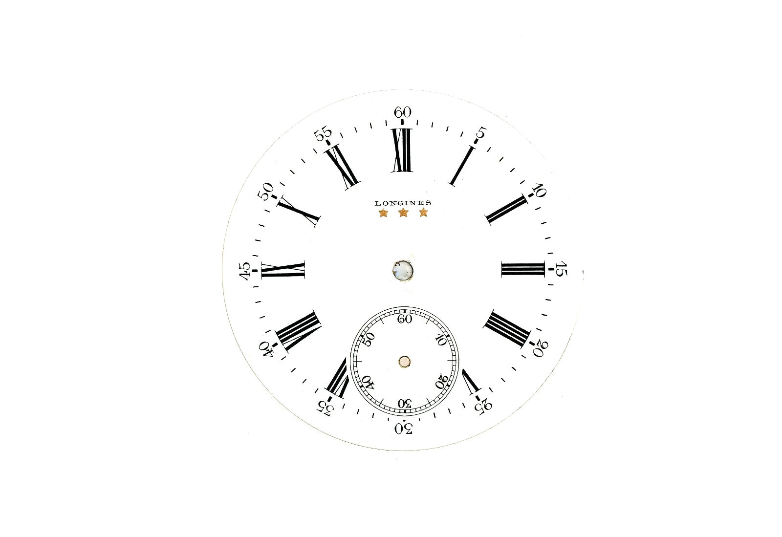 LONGINES 3 Star Vintage Porcelain Pocket Watch Dial 42.5mm (SO1115)