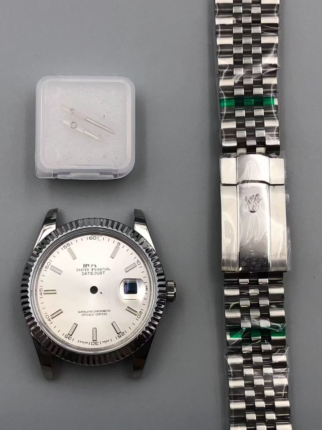 DIY Watch Part Kit for Datejust 2824 41mm Watch Case+Dial+Hands+Steel Strap