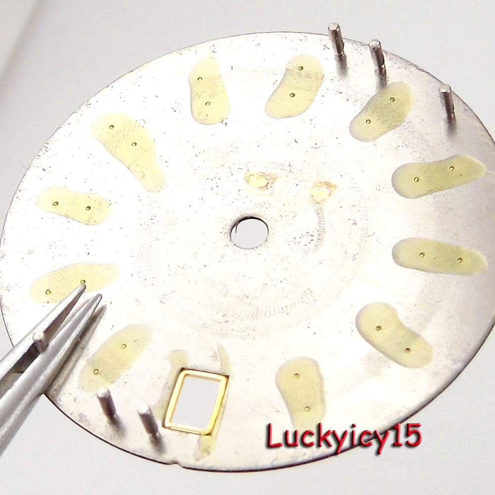 Tandorio 28.5MM Luminous Green Blue Watch Dial Fit NH35 NH36 Watch Lume Marks