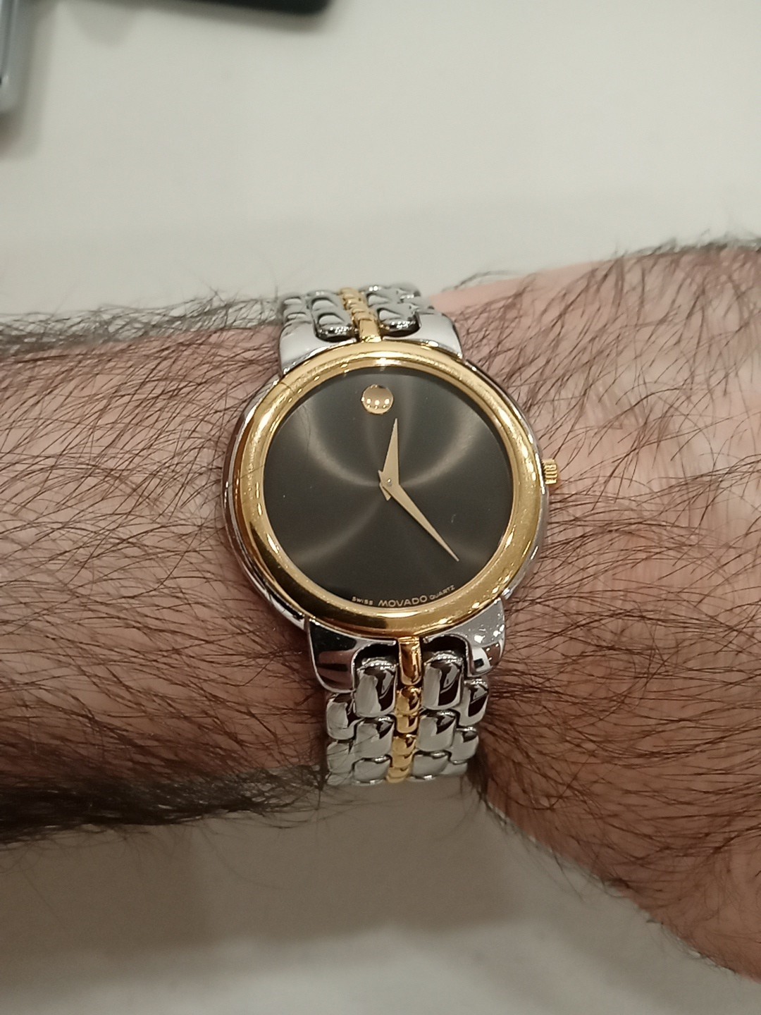 Swiss [N. MINT] Movado Men’s Two Tone Watch New Battery 81.A2.873.1