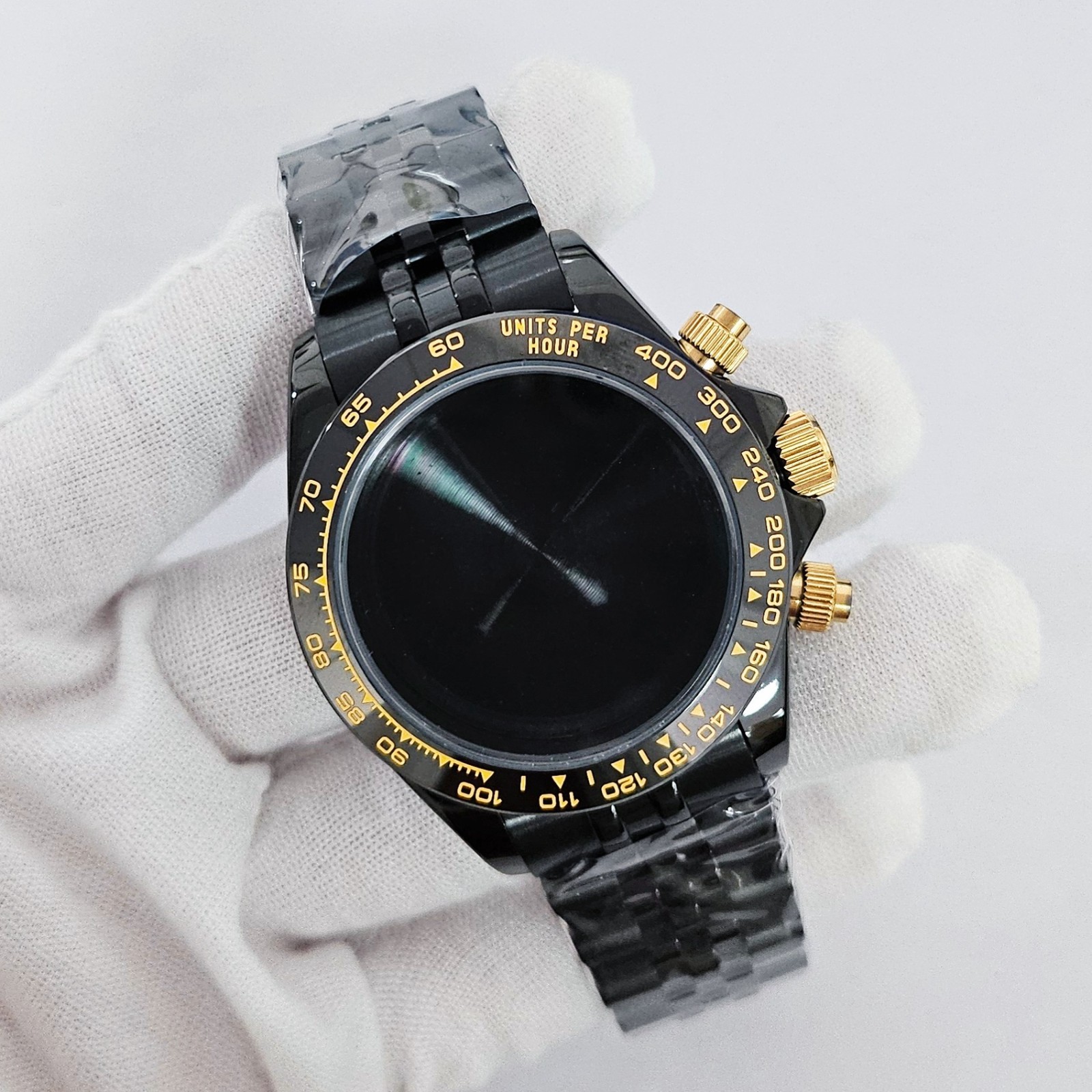 39mm VK63 Case + Steel Bracelet Plated Sapphire Crystal Fit Quartz