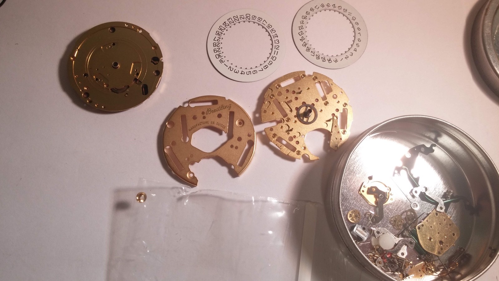 1 LOT: BREITLING ETA 251.262 Quartz Movement PARTS for repair, mainplate, wheel