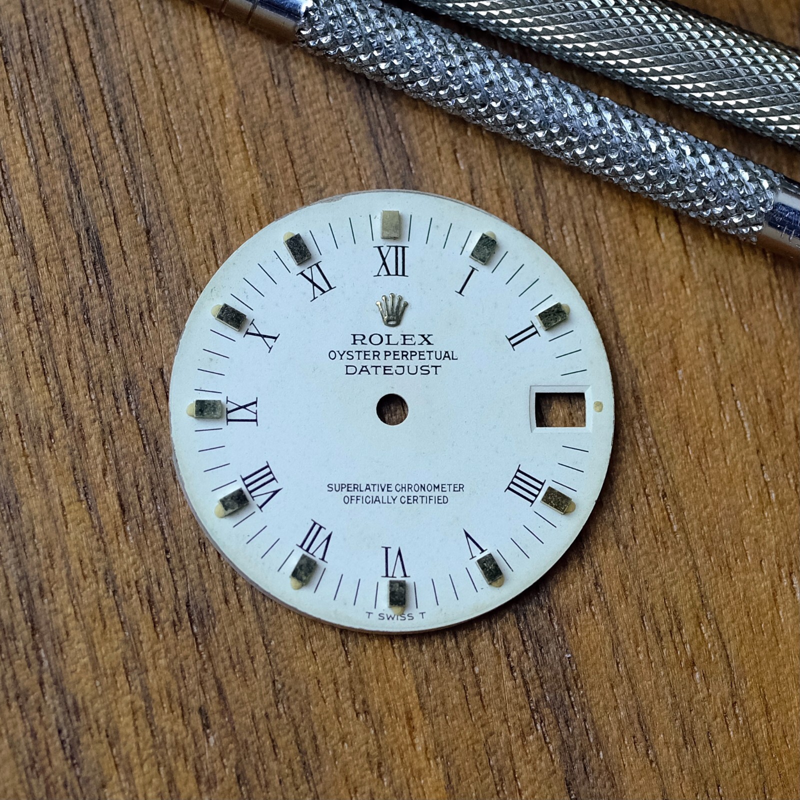 AUTHENTIC ROLEX OEM 31MM DATEJUST WHITE ROMAN DIAL W/ GOLD INDEX 68274 MID-SIZE