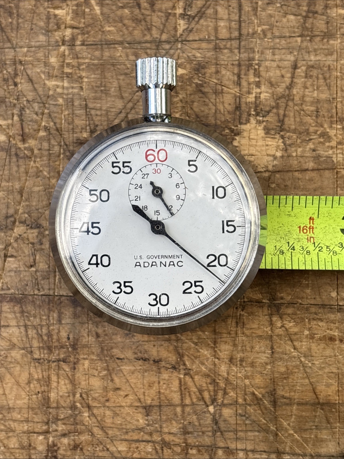 Marathon Company ADANAC 7 JEWEL STOP WATCH. US Government. Swiss Made.