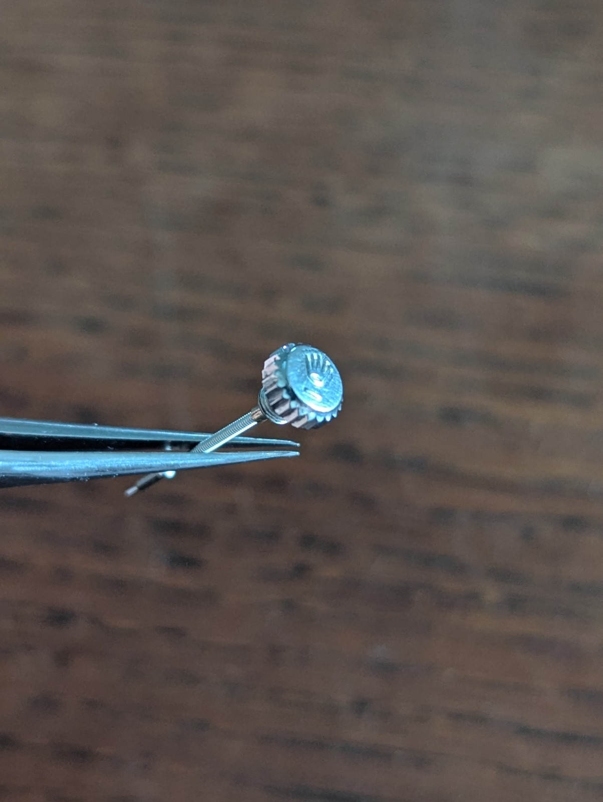 Rolex Watch Crown + Stem for Cal 1210, 6mm X 3.4mm, Tap 10, Used #S802