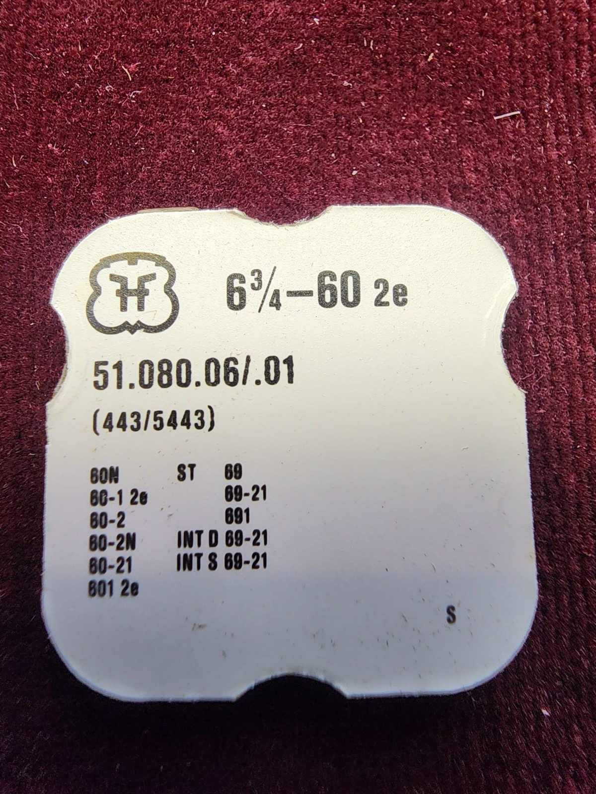 Vintage H 6¾–60 2e Swiss Watch Parts #51.080.06/.01 (443/5443) – Lot of 3 Packet