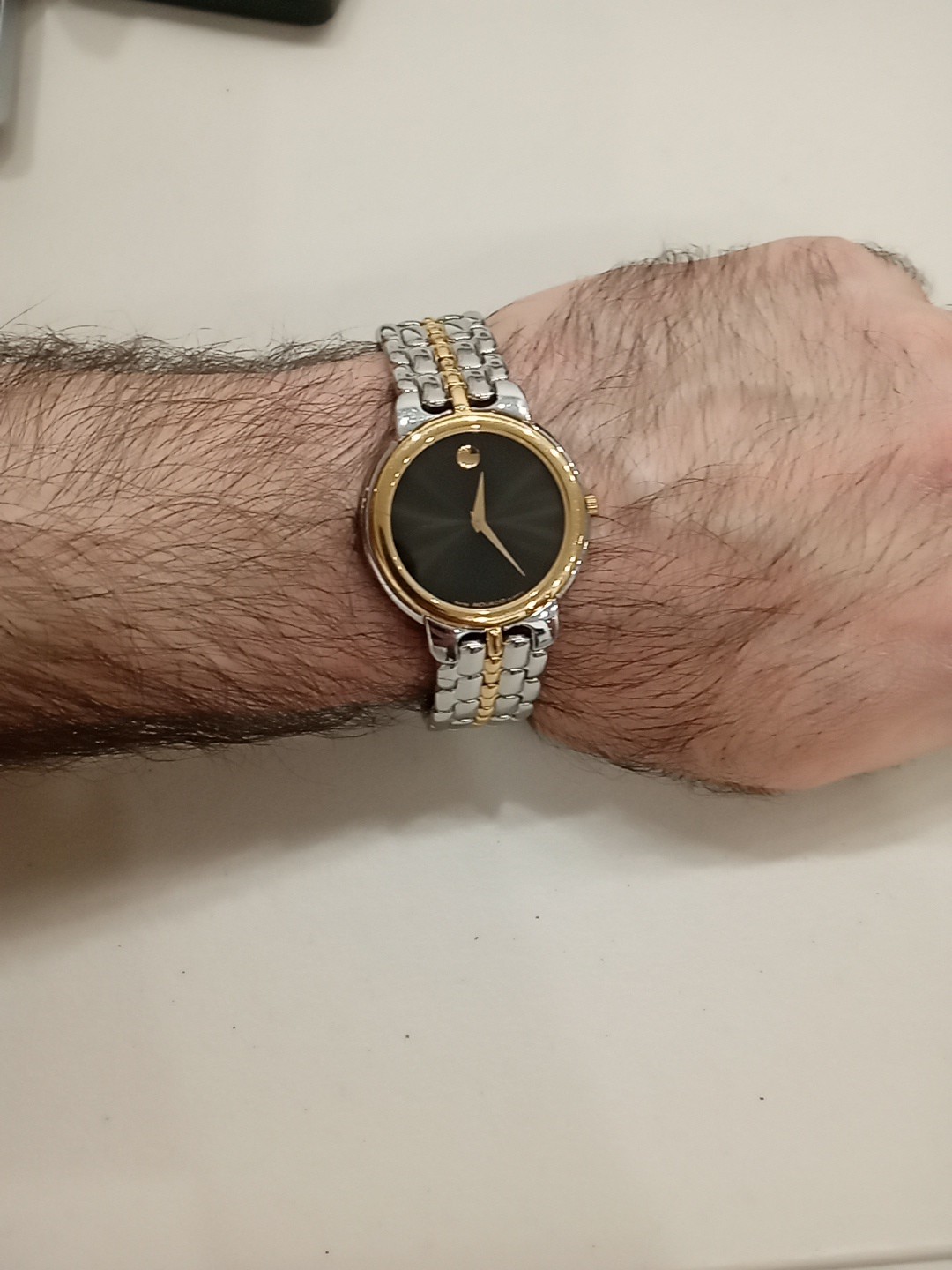 Swiss [N. MINT] Movado Men’s Two Tone Watch New Battery 81.A2.873.1