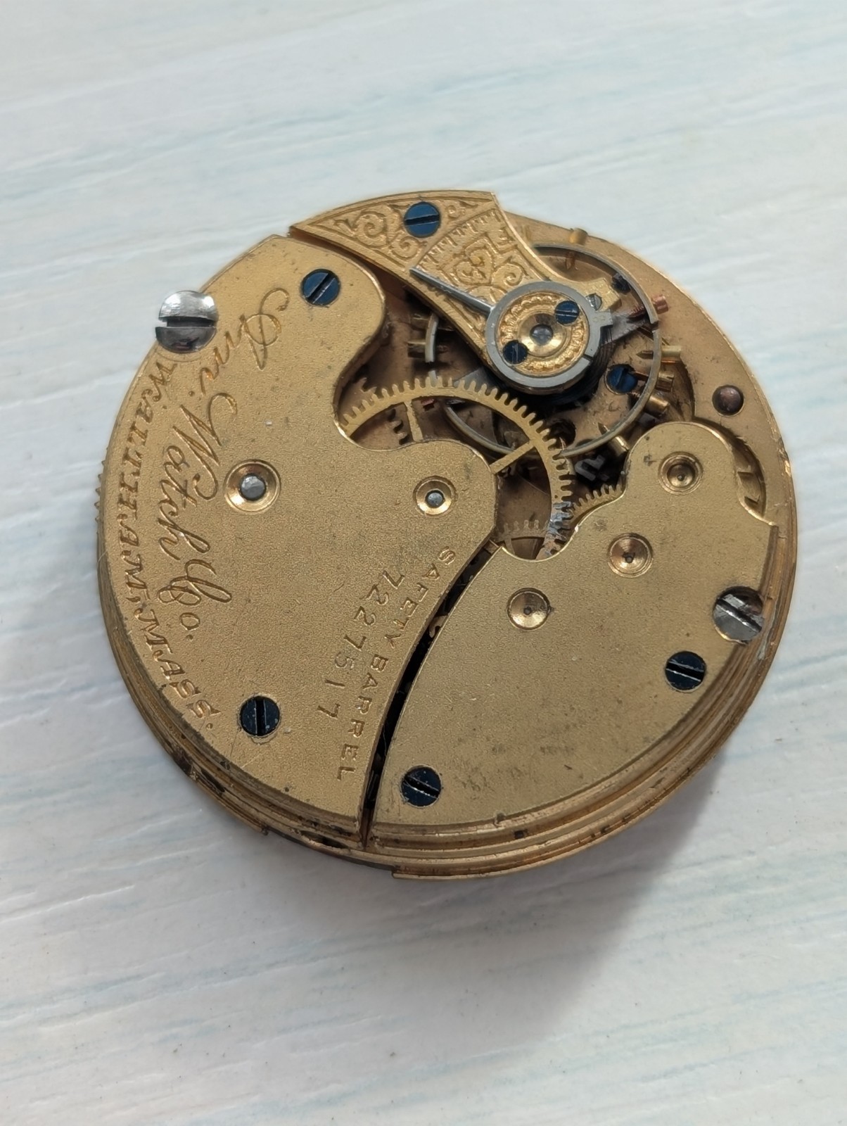 Waltham Grade AM.W.Co Model 1891 0S 7J Pocket Watch Movement (Runs/Untested)