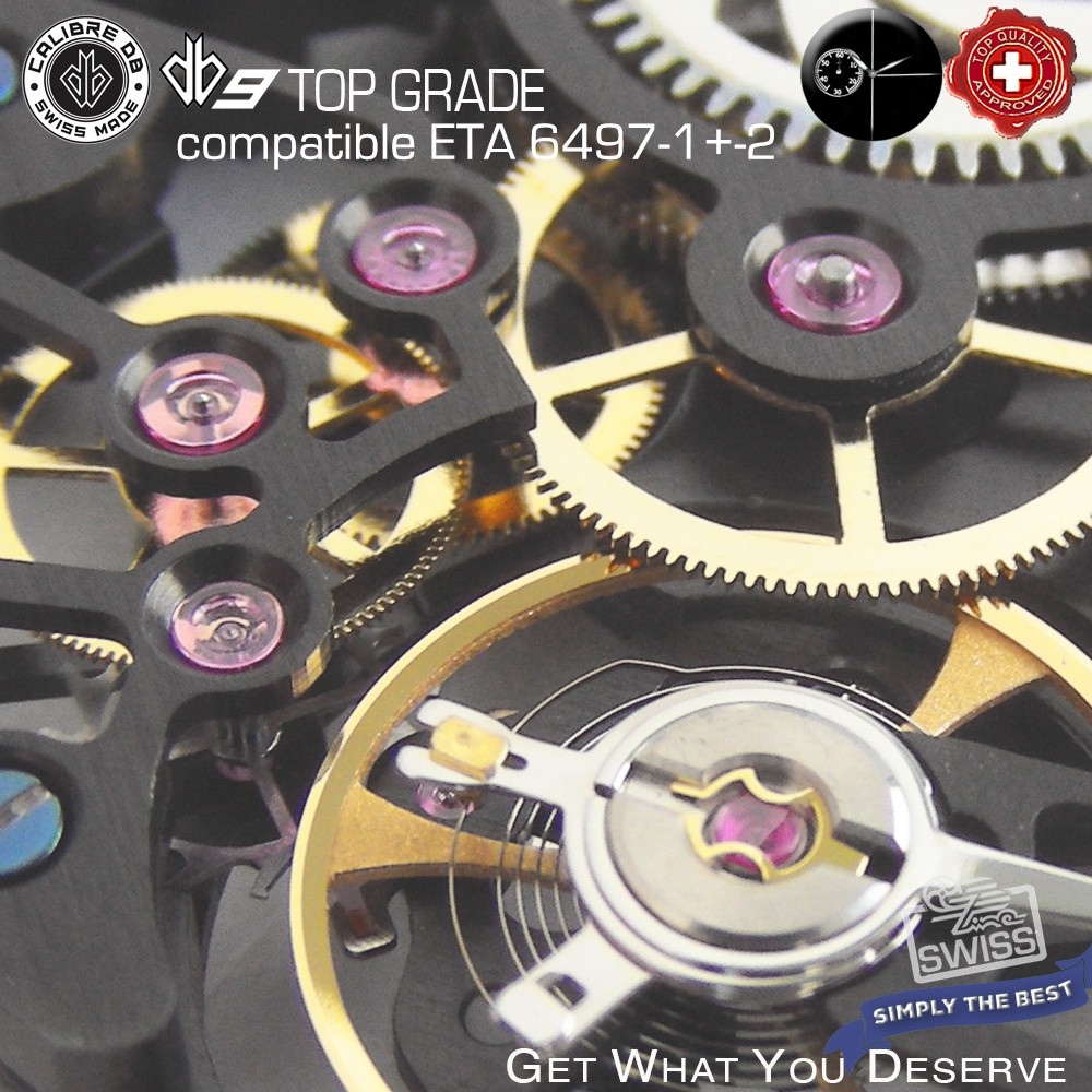 MOVEMENT CALIBRE DB9 BLACK SKELETON – compat. ETA 6497-2 TOP GRADE , SWISS MADE