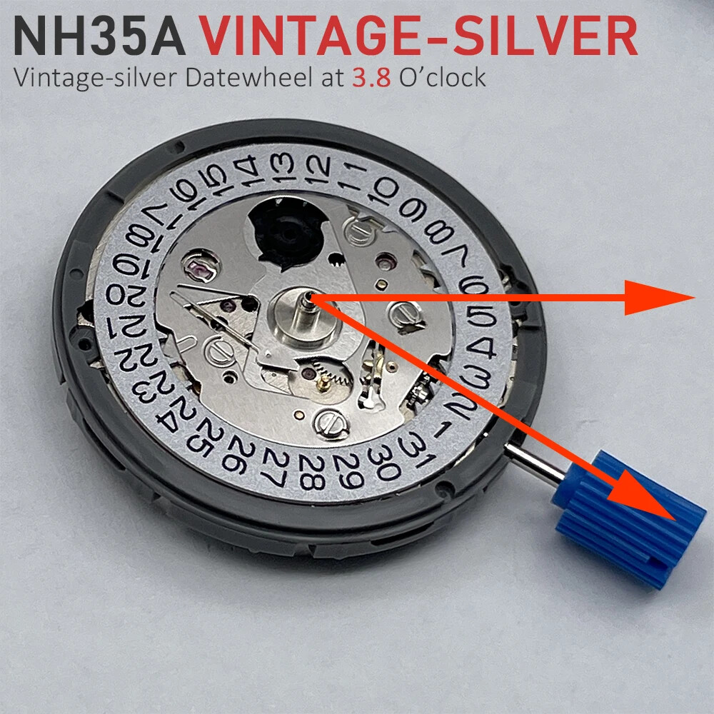 Genuine Mechanical Movement Modified Mechanism Black/Blue/Vintage-Silver Disc