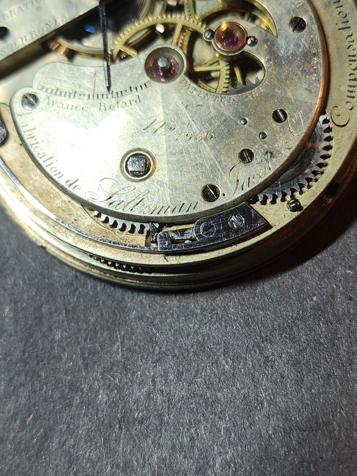 Civil War Era A. Saltzman Jacot & Co Pocket Watch Movement 39mm Nickel Duplex