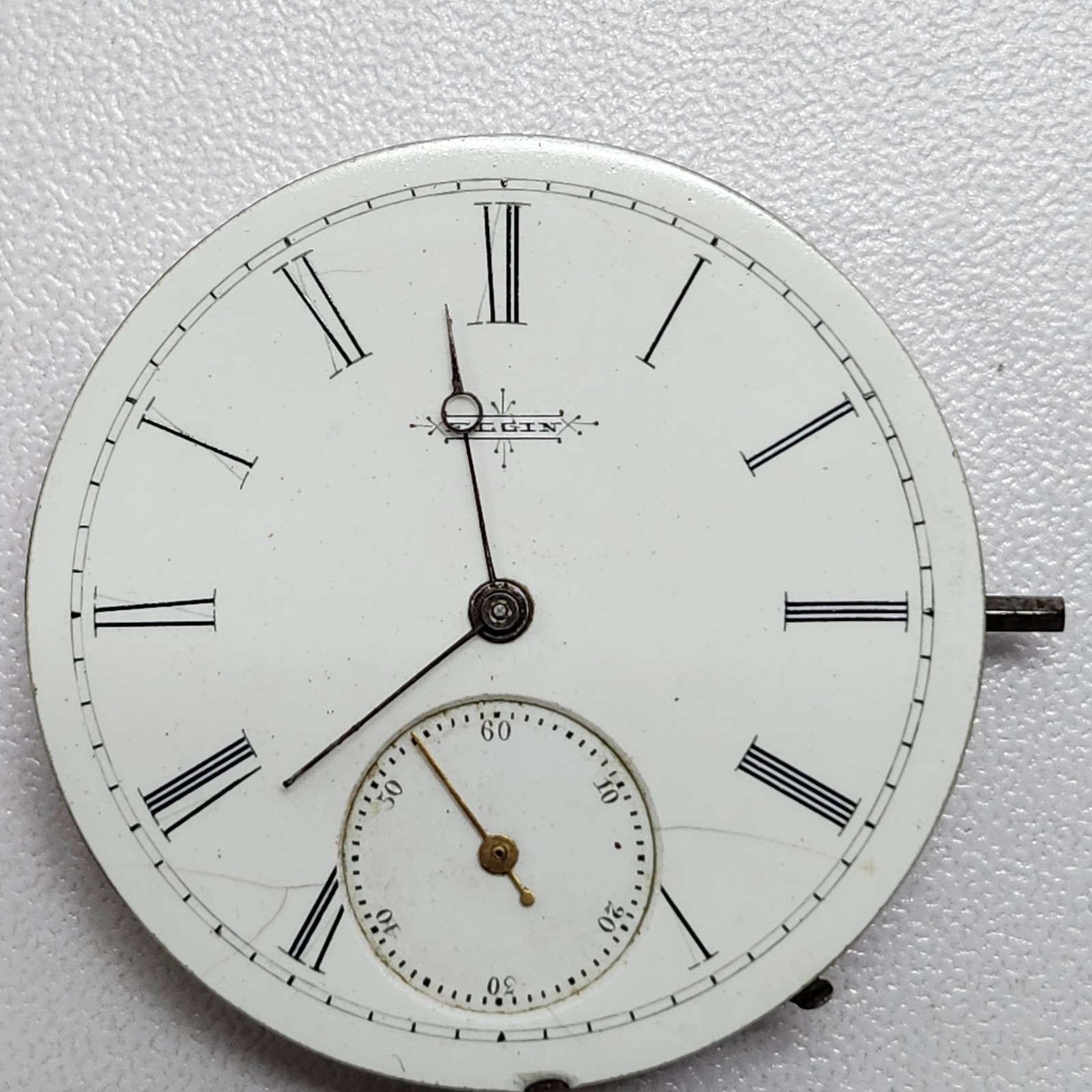 Elgin 12s Pocket Watch Movement – 15J Adjusted – Gilt Finish -for PARTS OR REPAI