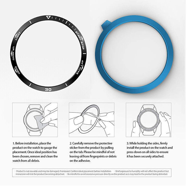 For Garmin Fenix 5 Smartwatch Stainless Steel Bezel Ring Etching Numbers COVER