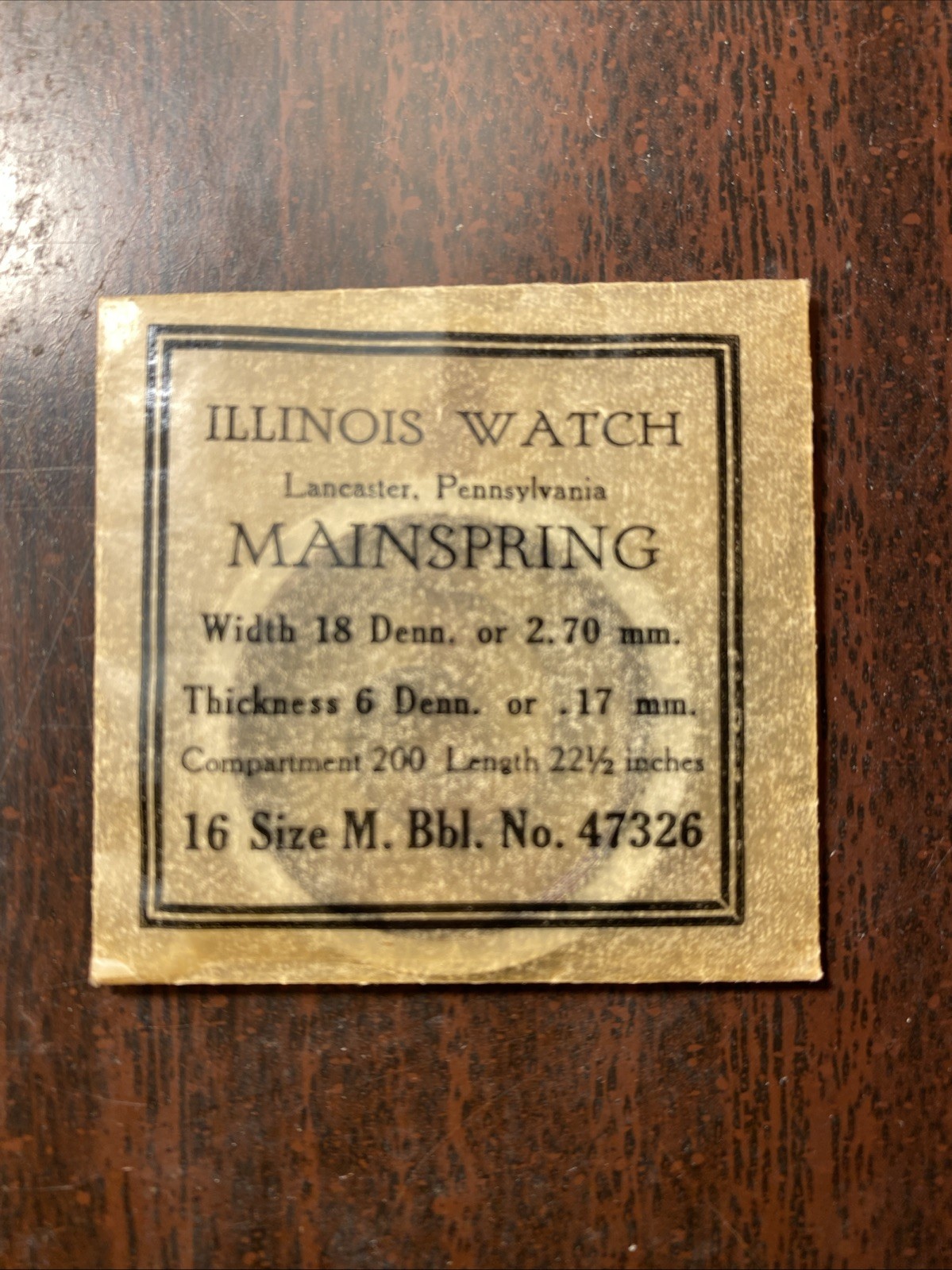 Illinois mainspring 16s M. Bbl. No. 47326 Railroad Grade NOS