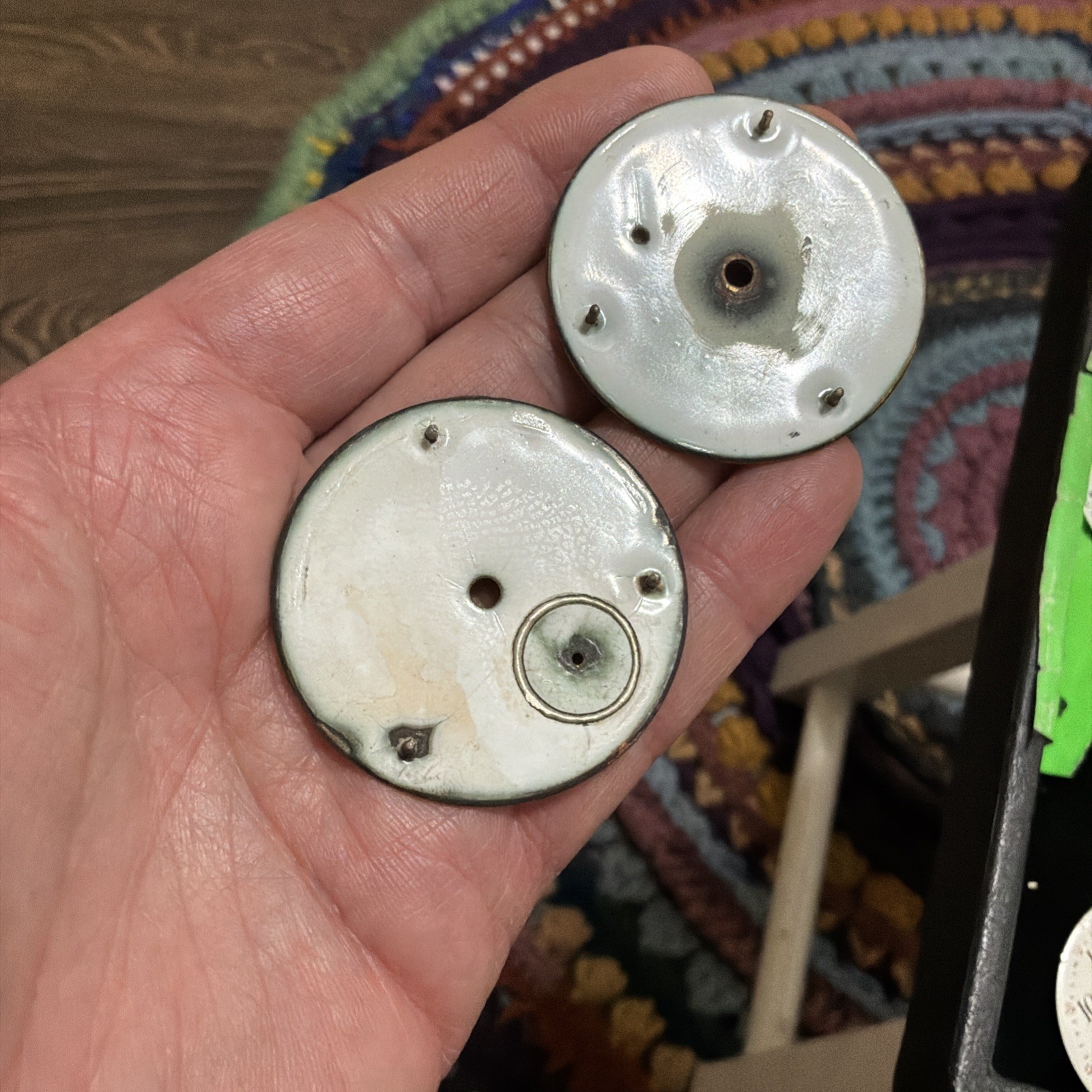 Two Vintage Elgin National Watch Co. Porcelain Dials 18s Parts