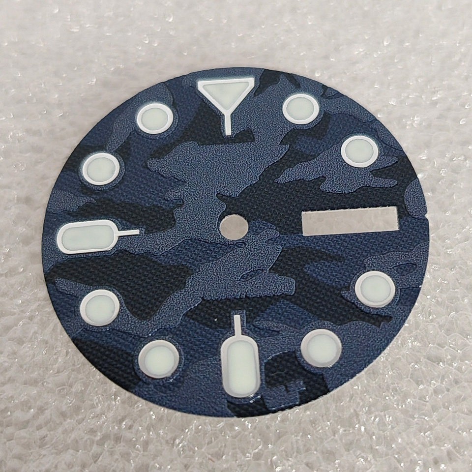 28.5mm Blue Camo Dial Day Date Lume Hands Set Fit Auto Mod Part
