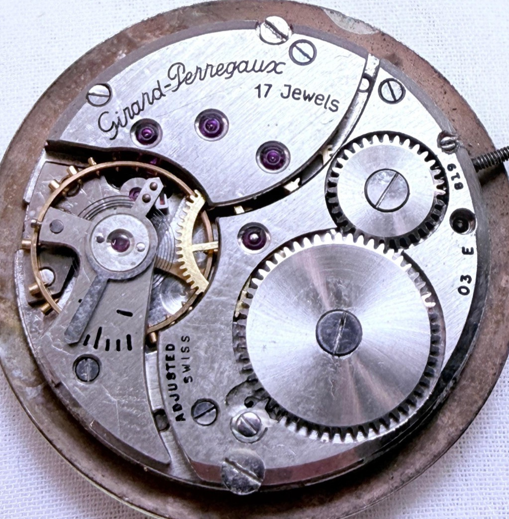 Vintage Girard Perregaux 17 Jewels Adjusted Swiss Movement Dial Hands 28mm