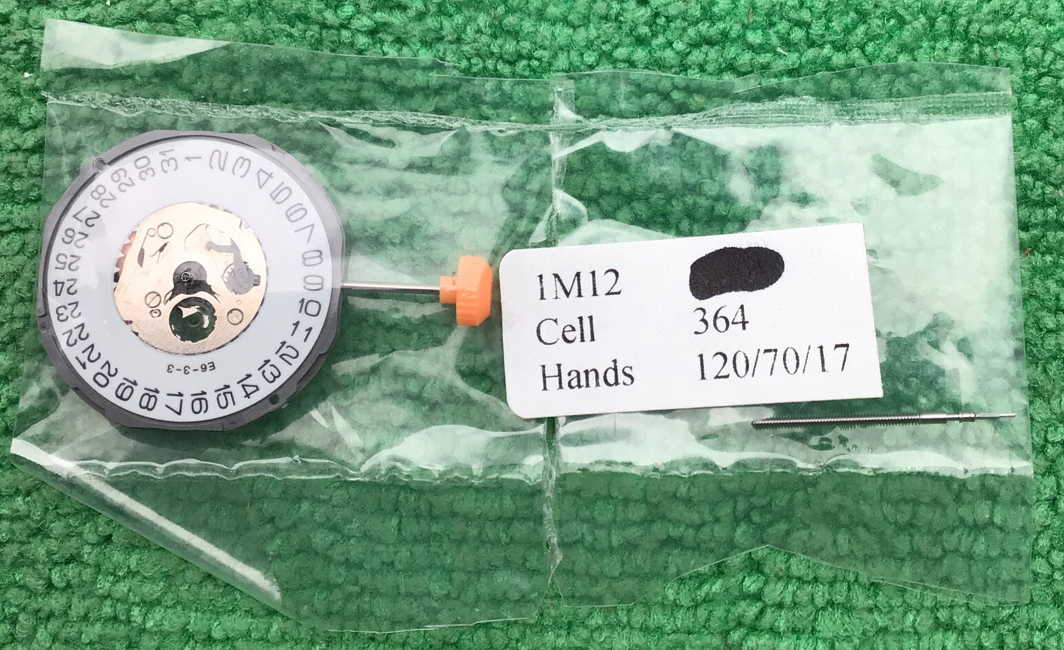 Genuine MIYOTA 1M12 Quart Watch Movement With Stem, Date At 3, NOS