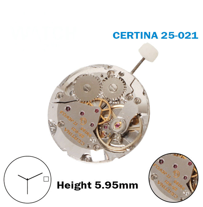 CERTINA 25-021-Manual Movement-17 Jewels-H:5.95mm-White Disk At 3-3 Hands