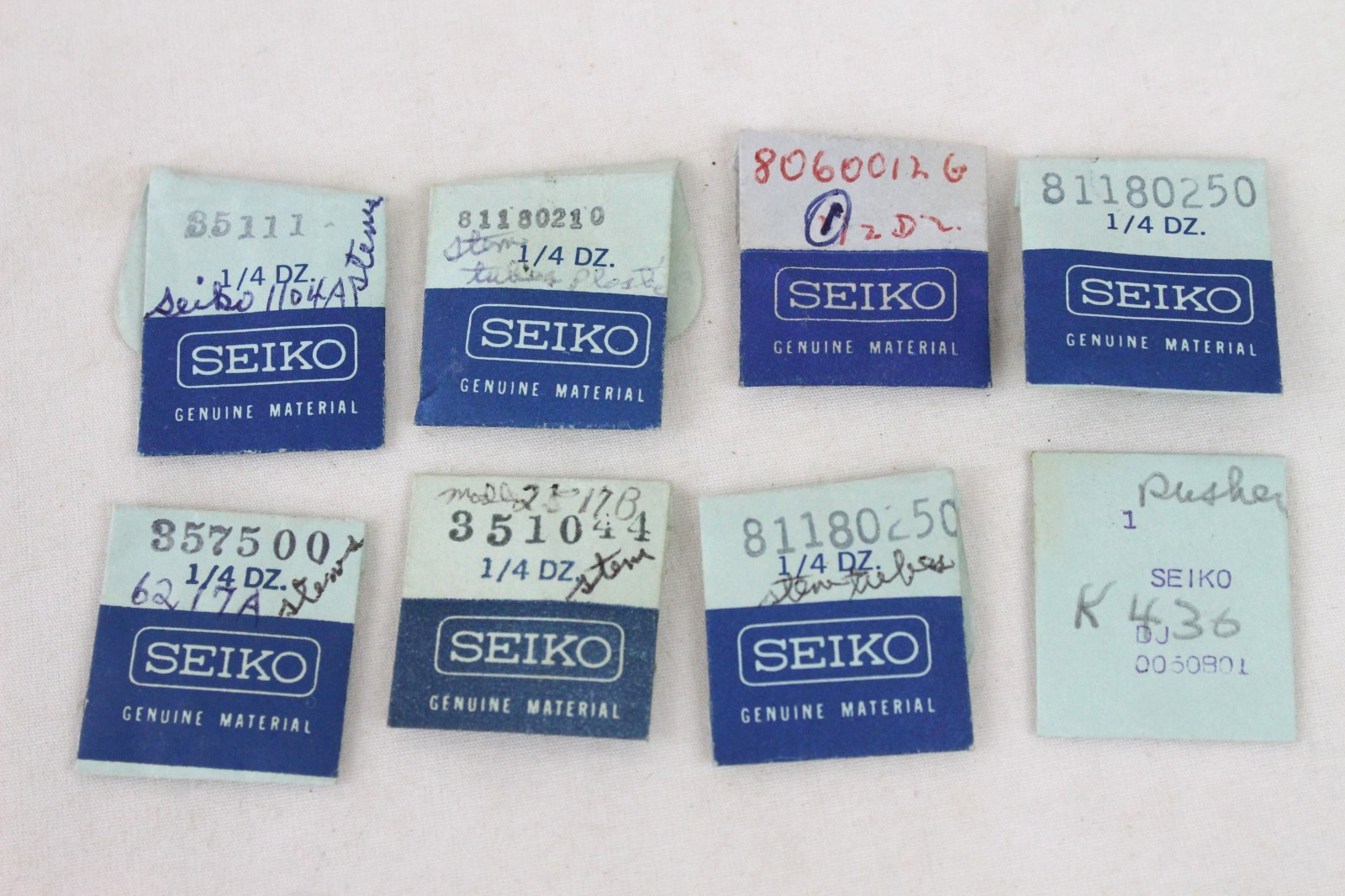 8 Seiko Vintage NOS Watch Parts Lot Wristwatch Stem Tubes OEM 81180250 35111