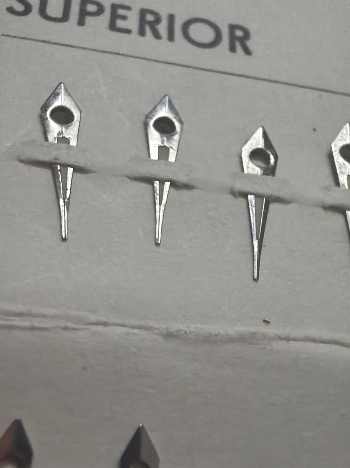 AS 1194 – NOS – Silver Tone Lume Watch Hands – 1 Card with 11 pairs + 1 Minute